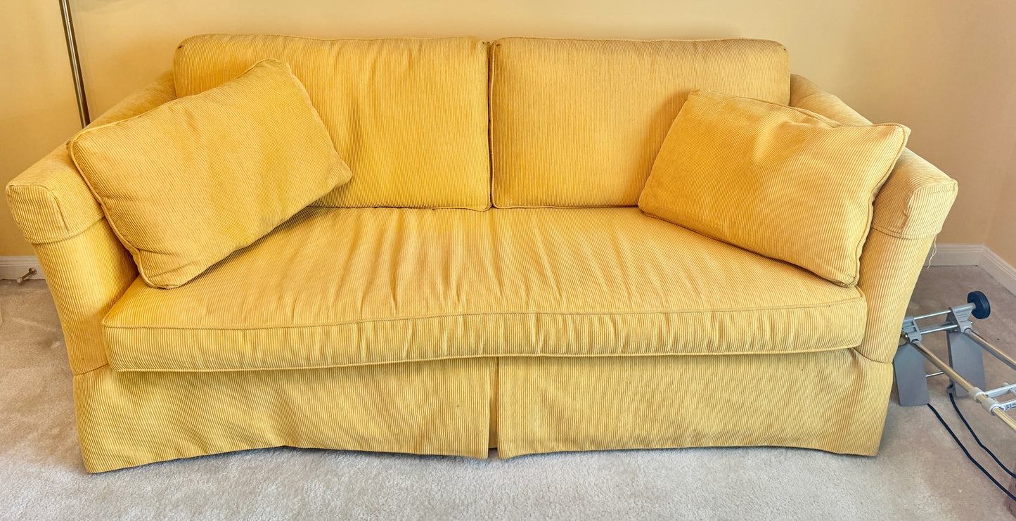 Yellow Corduroy Fabric Sleeper Sofa