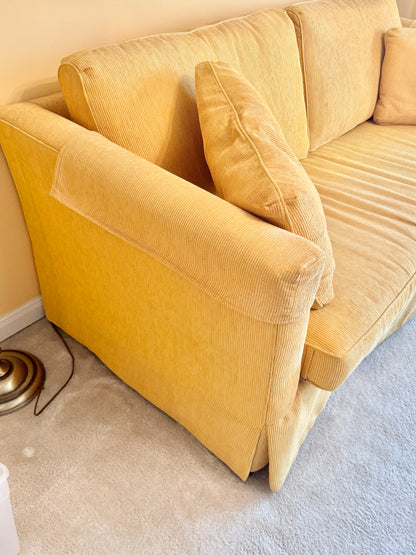 Yellow Corduroy Fabric Sleeper Sofa