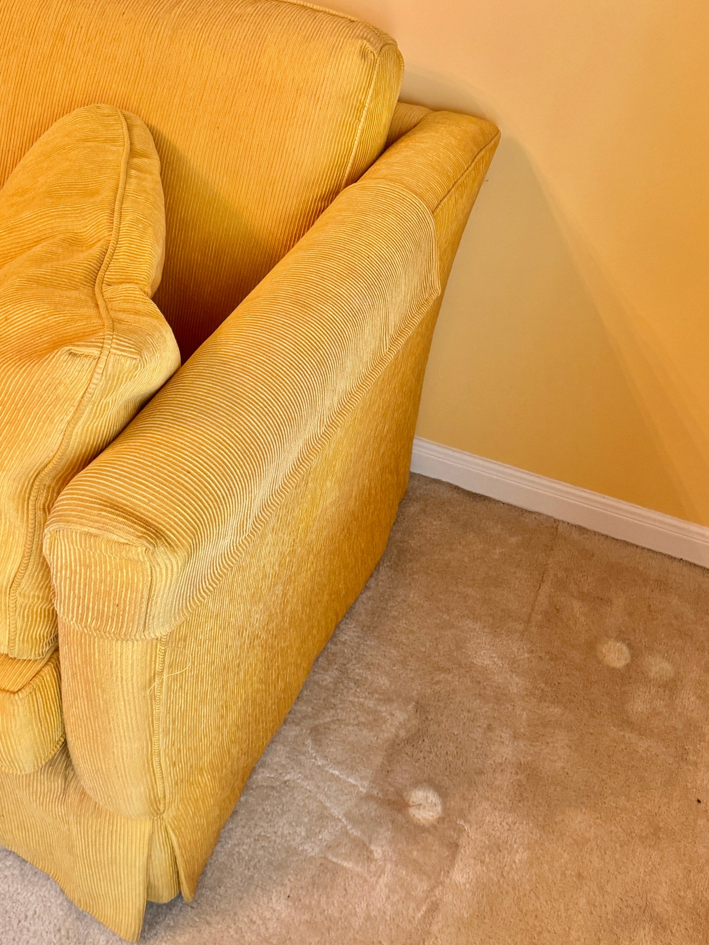 Yellow Corduroy Fabric Sleeper Sofa