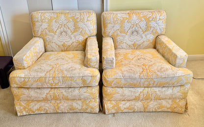 Pair of Yellow and White Chairs