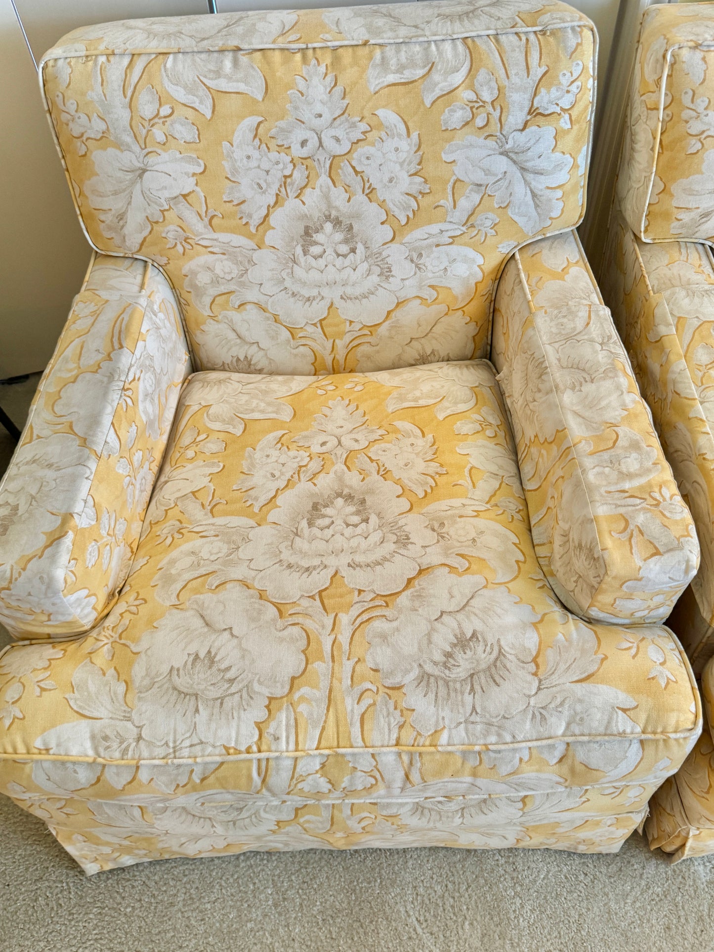 Pair of Yellow and White Chairs