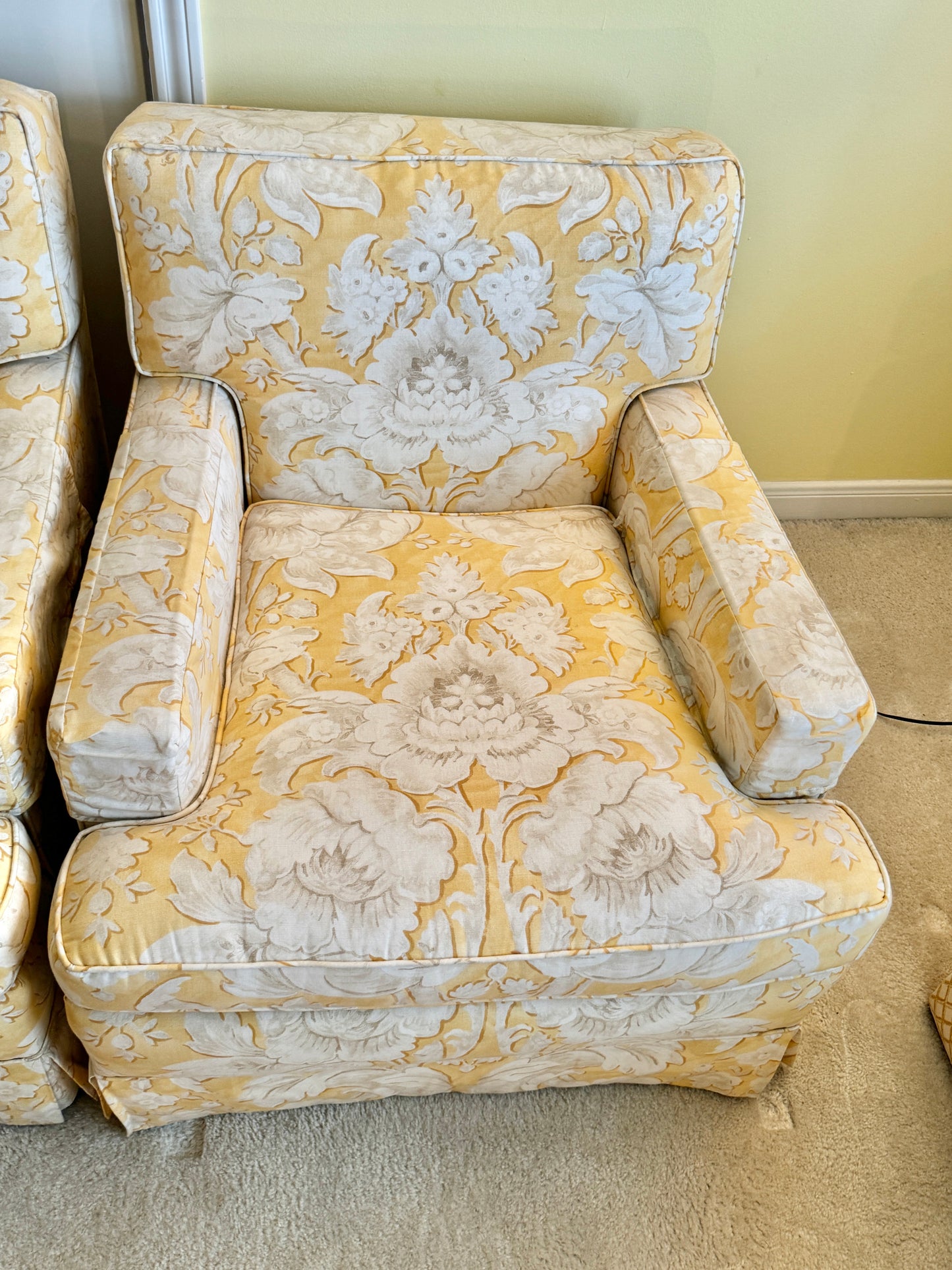 Pair of Yellow and White Chairs