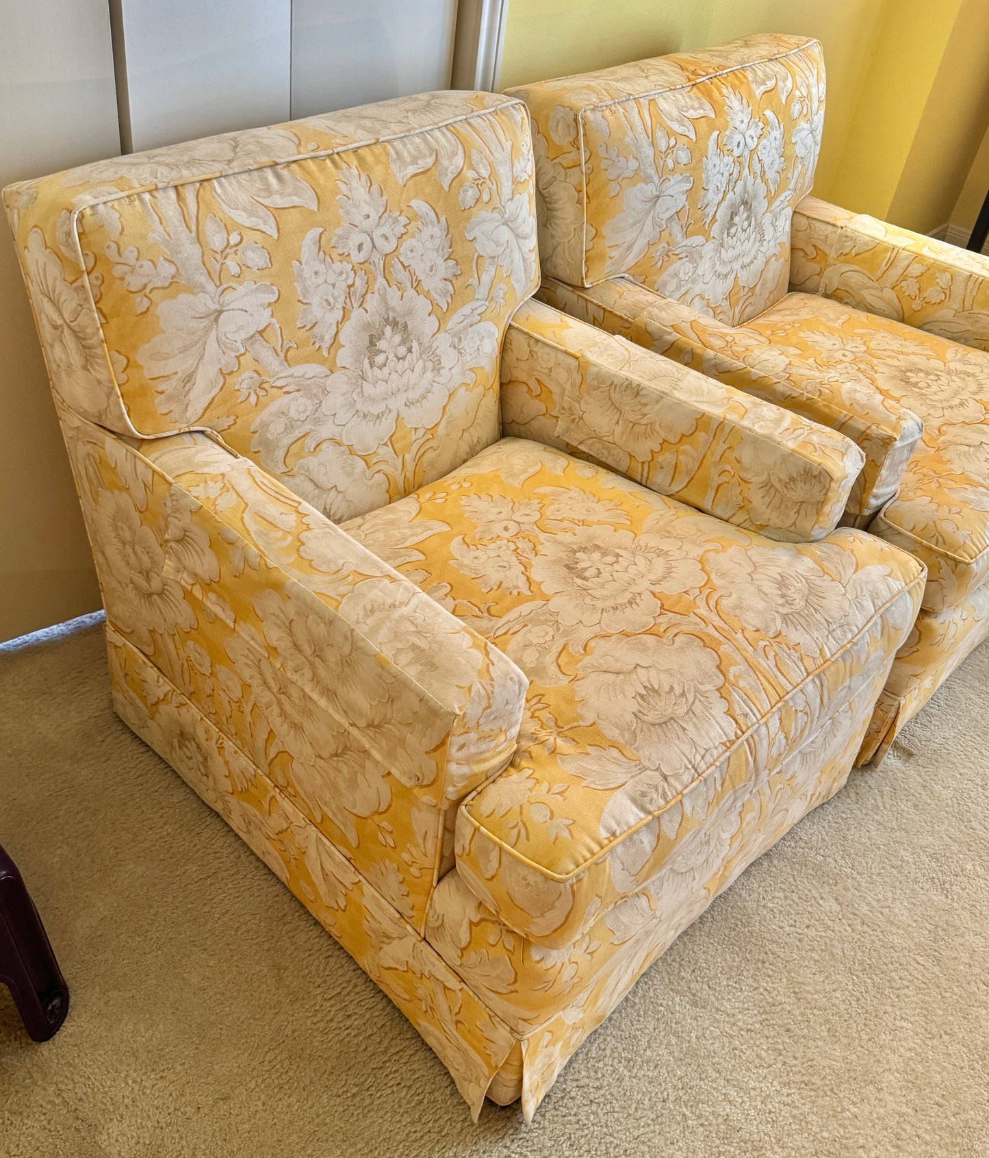 Pair of Yellow and White Chairs