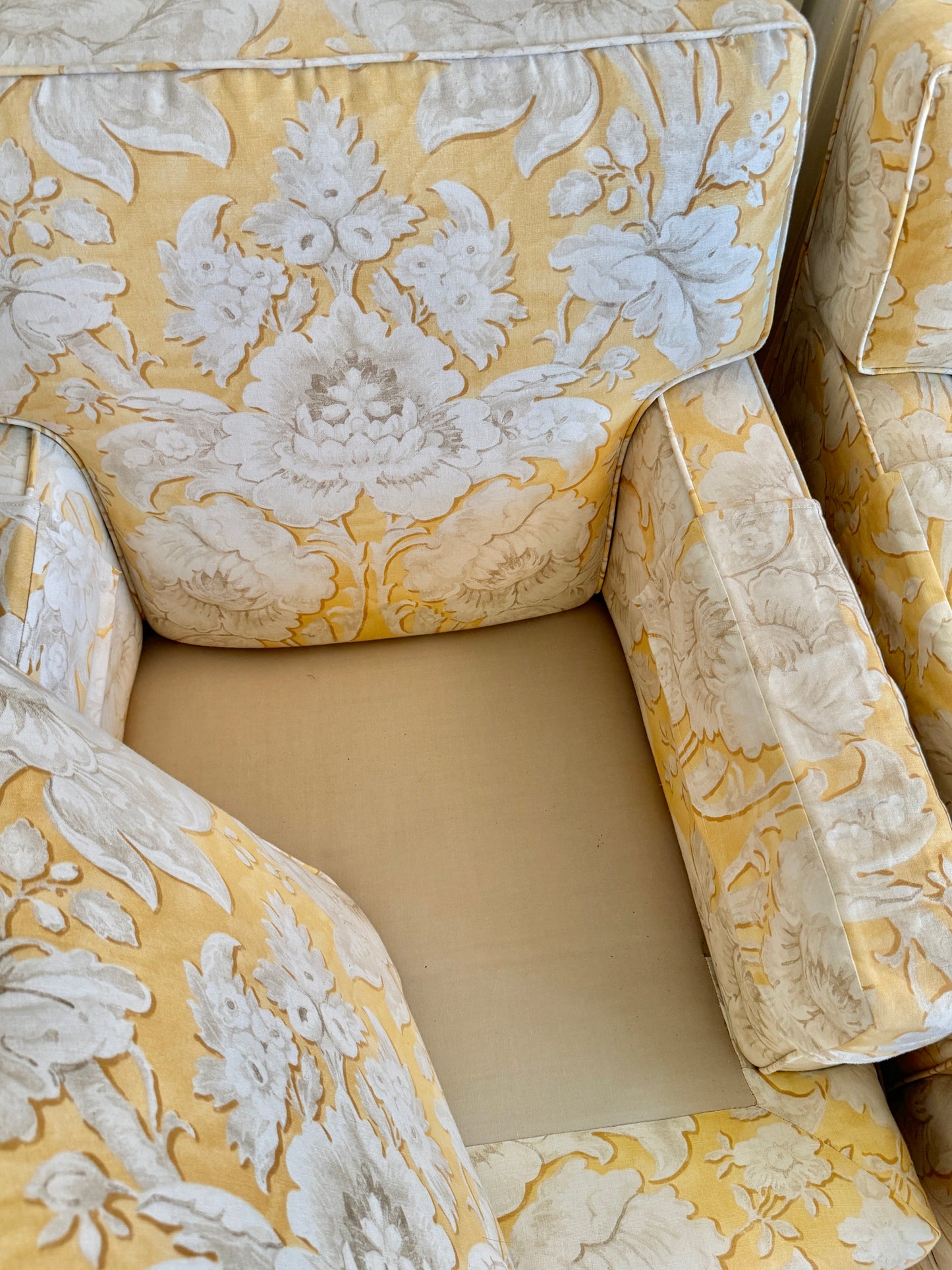 Pair of Yellow and White Chairs