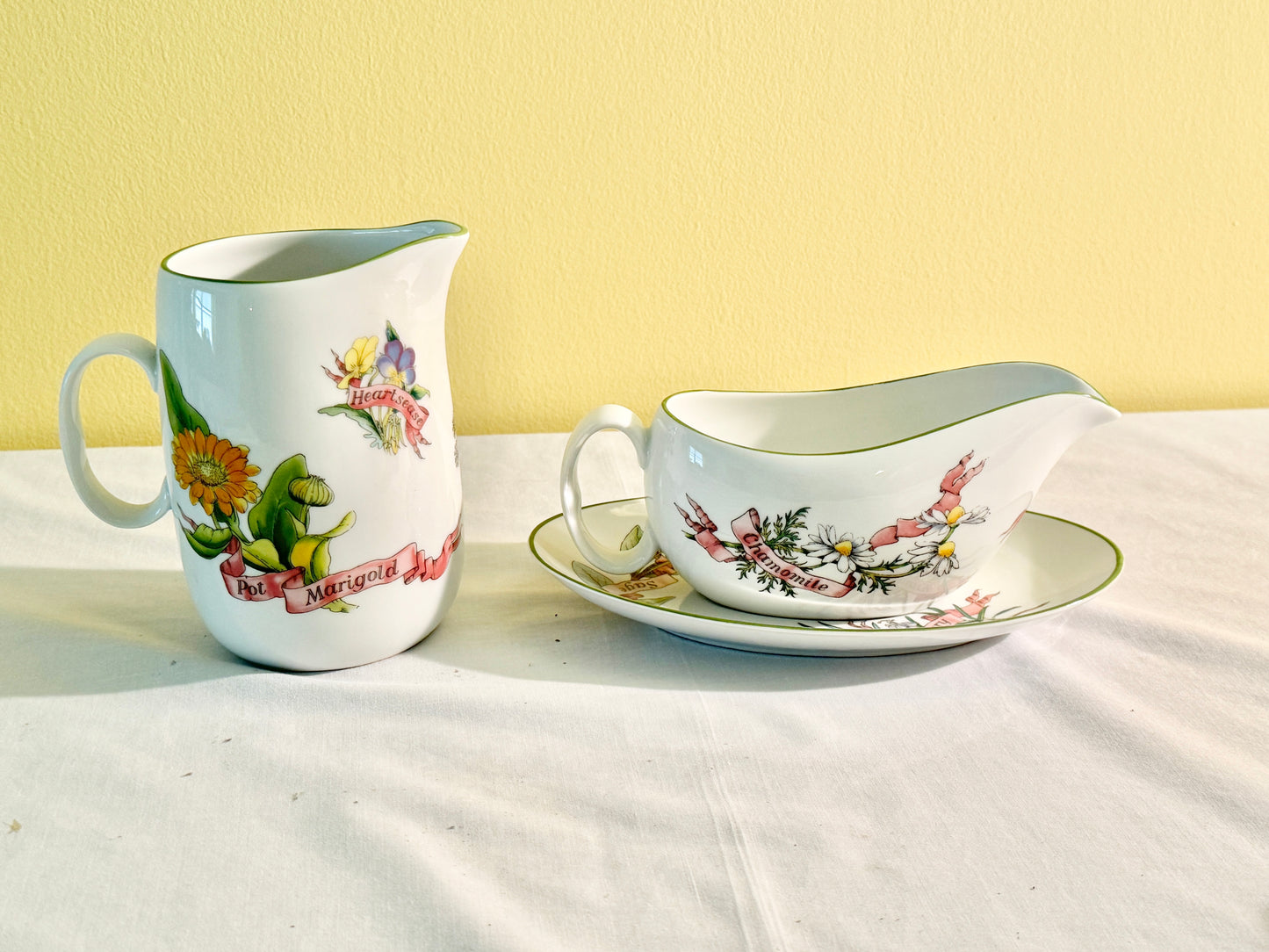 Set of 2 Royal Worcester “Country Kitchen” Gravy Bowl and Pitcher