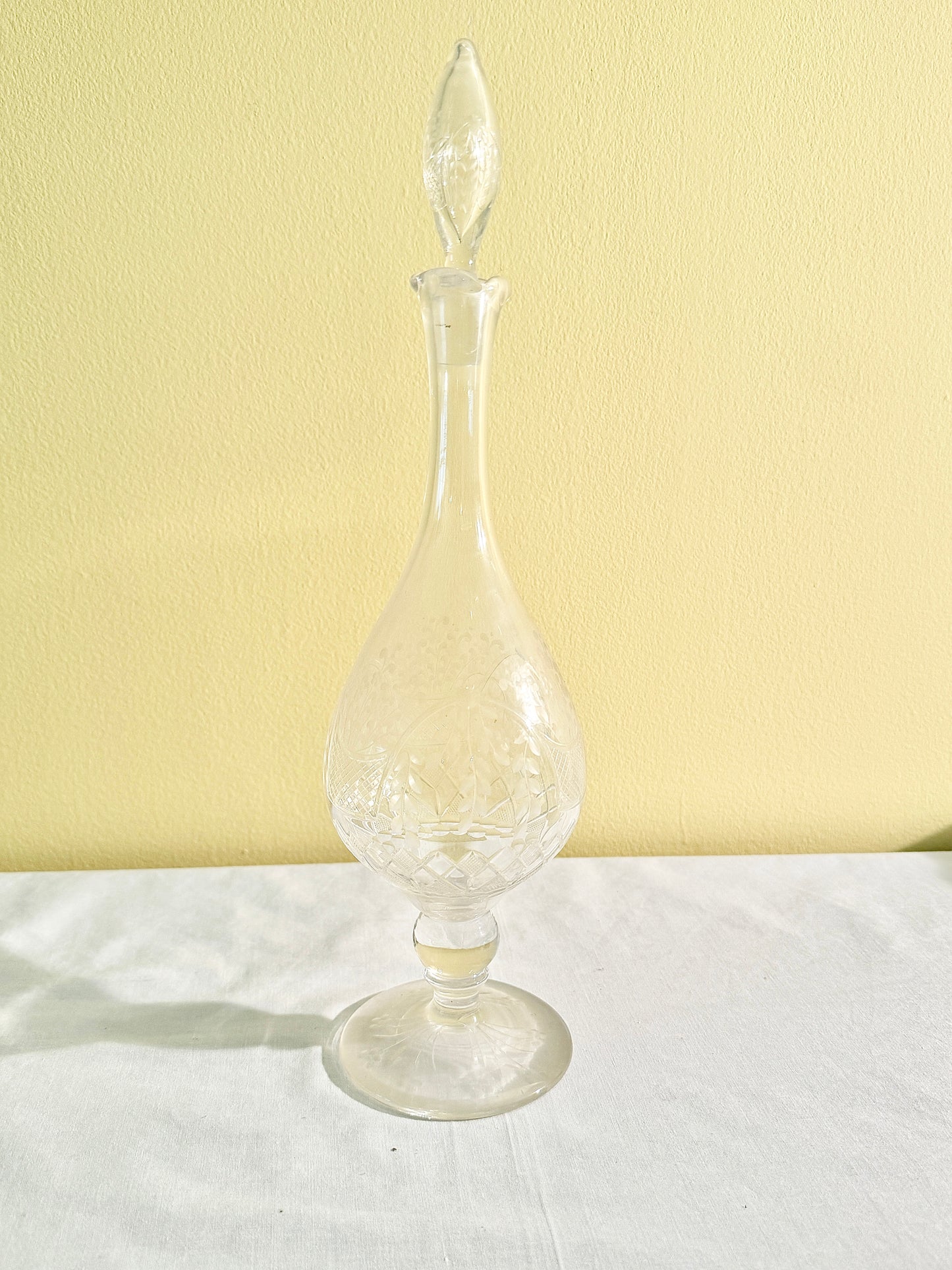 Etched Basket and Floral Decanter