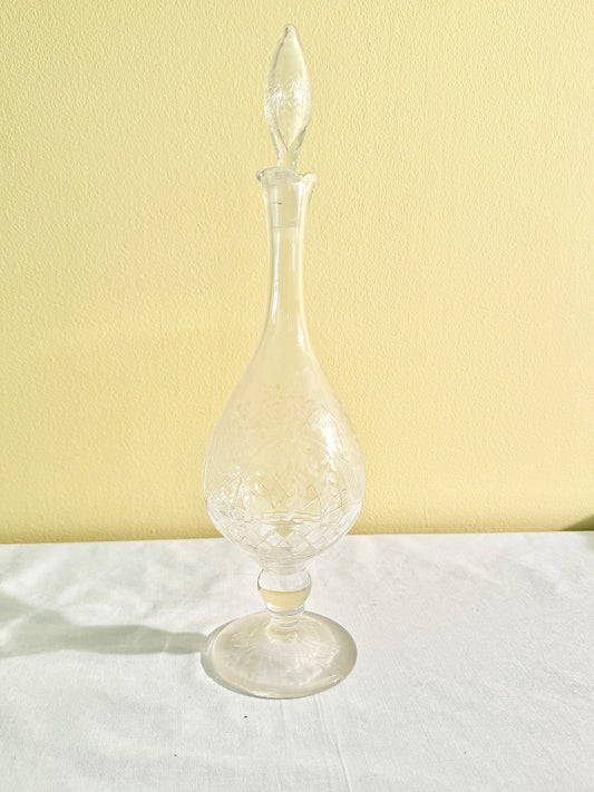 Etched Basket and Floral Decanter