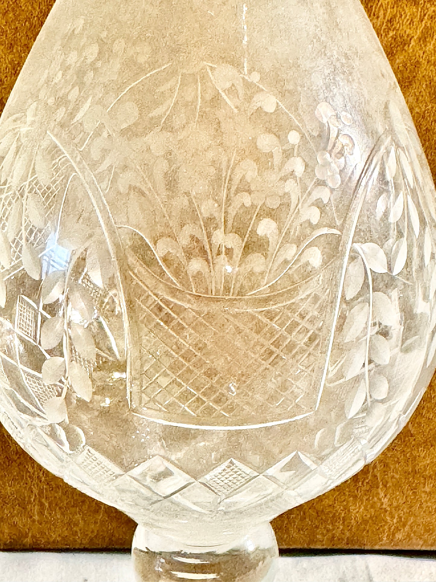 Etched Basket and Floral Decanter