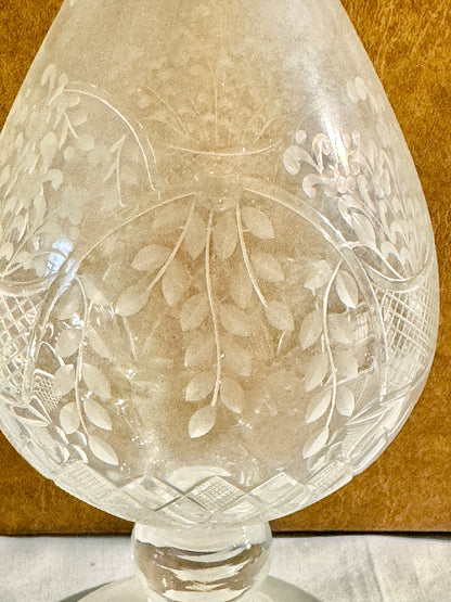 Etched Basket and Floral Decanter