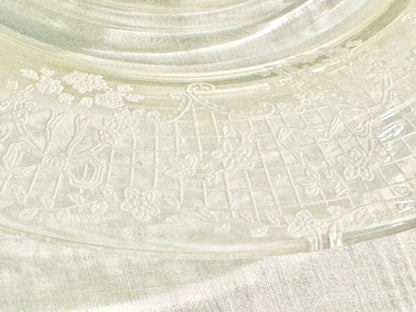 Etched bowl with plate and 3 glass spoons