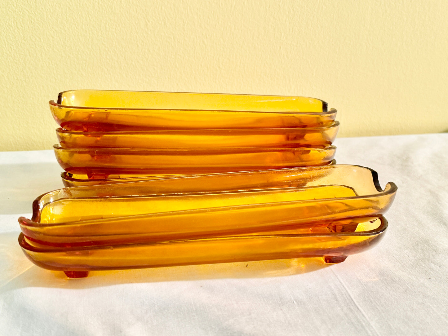 Set of 6 Amber Glass Corn Dishes