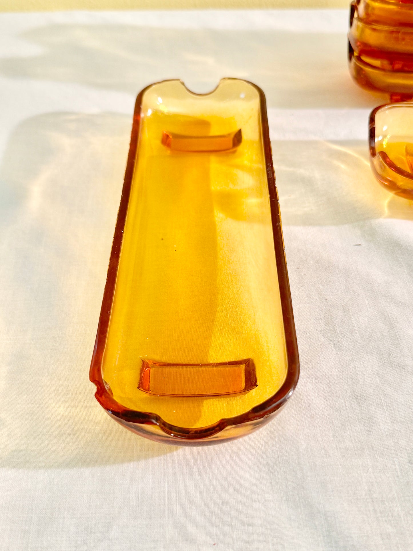 Set of 6 Amber Glass Corn Dishes