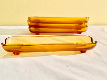 Set of 6 Amber Glass Corn Dishes