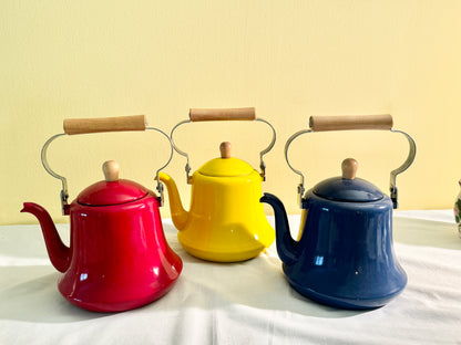 Set of 3 Enamel Teapots