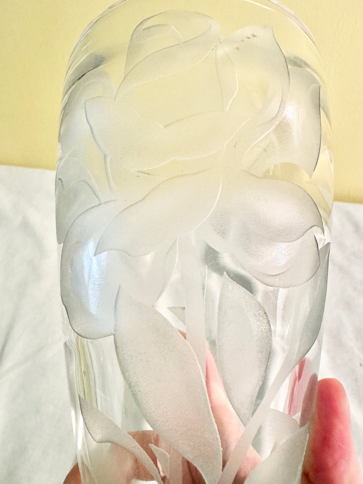 Signed Etched Rose Vase