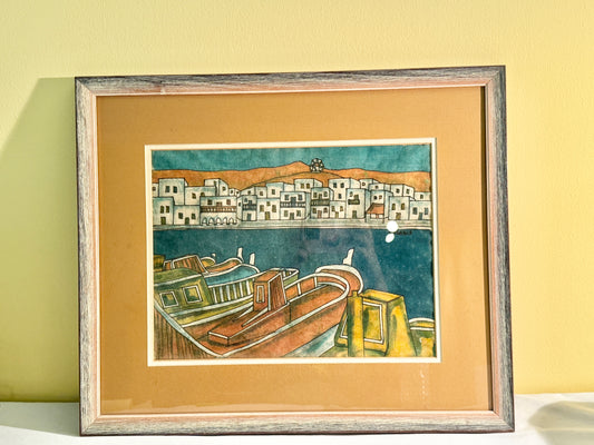 Framed Picture with Boats