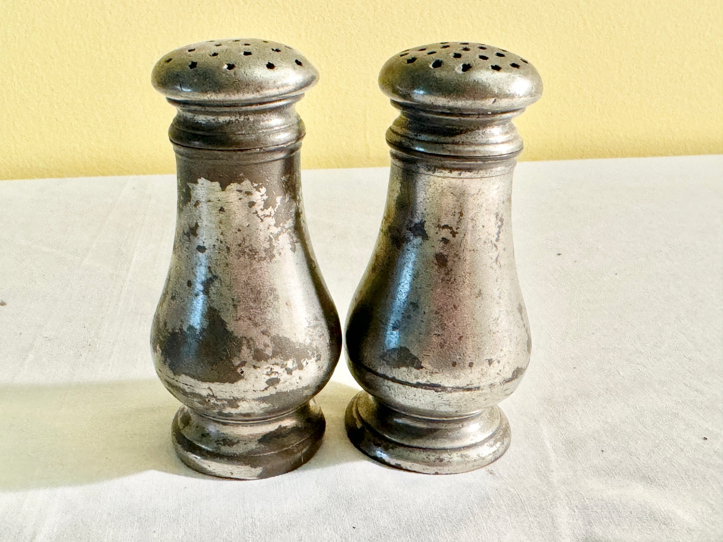 Pair of Pewter Salt and Pepper Shakers