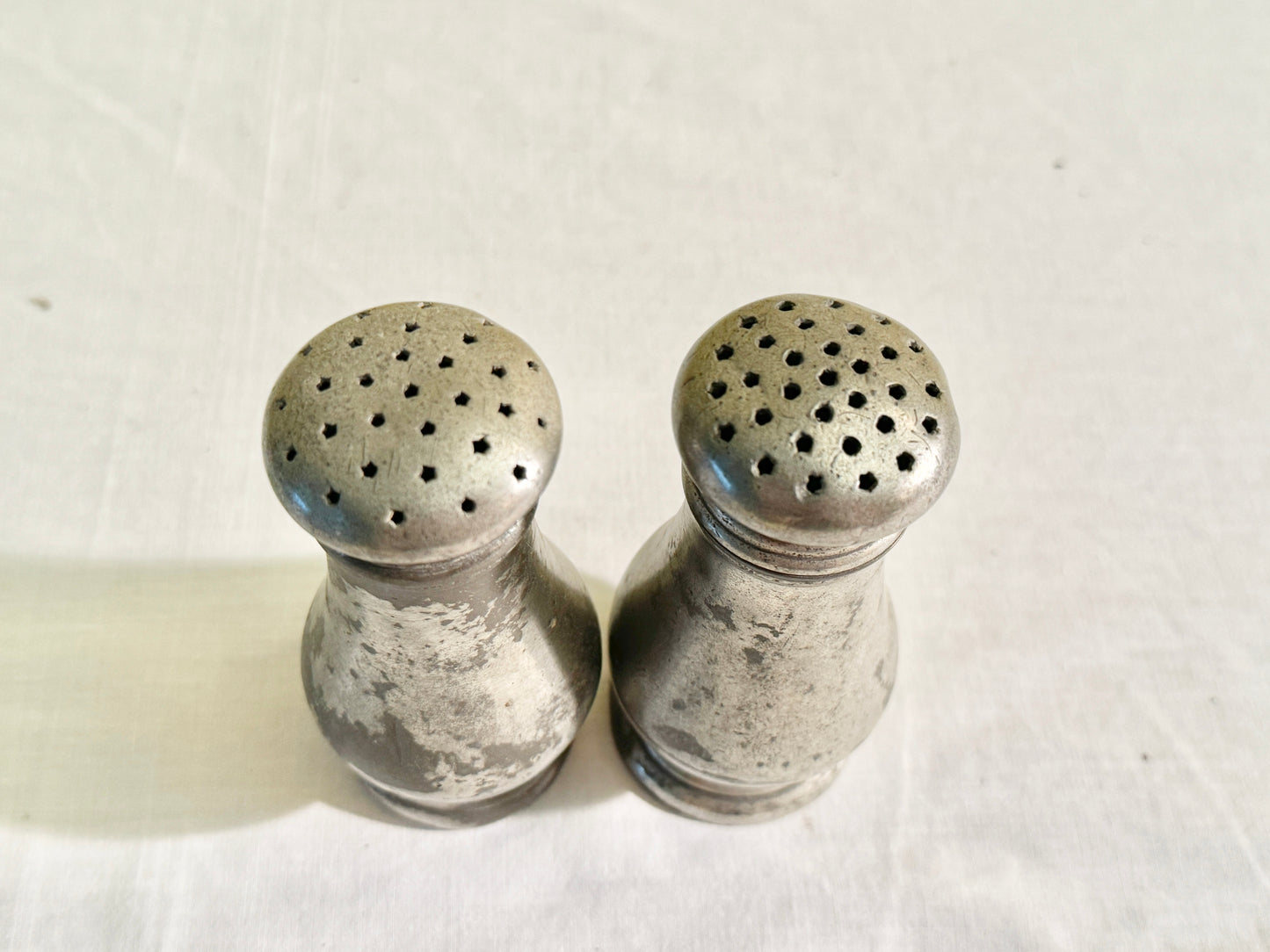 Pair of Pewter Salt and Pepper Shakers