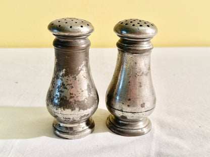 Pair of Pewter Salt and Pepper Shakers