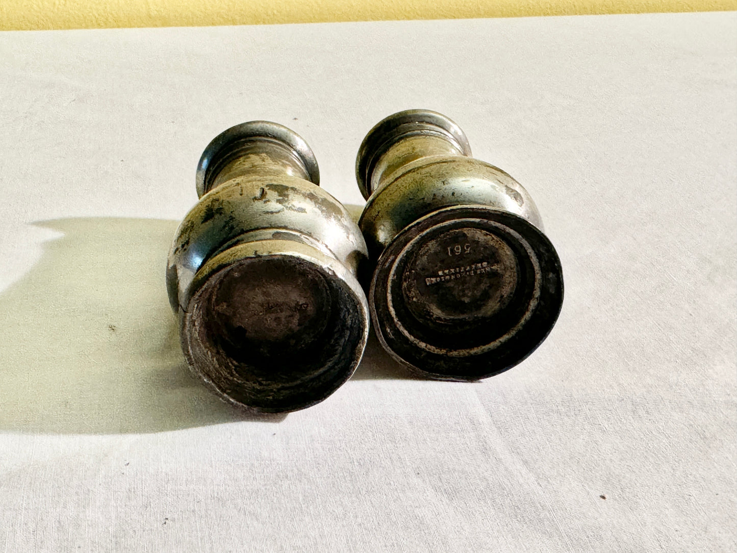 Pair of Pewter Salt and Pepper Shakers