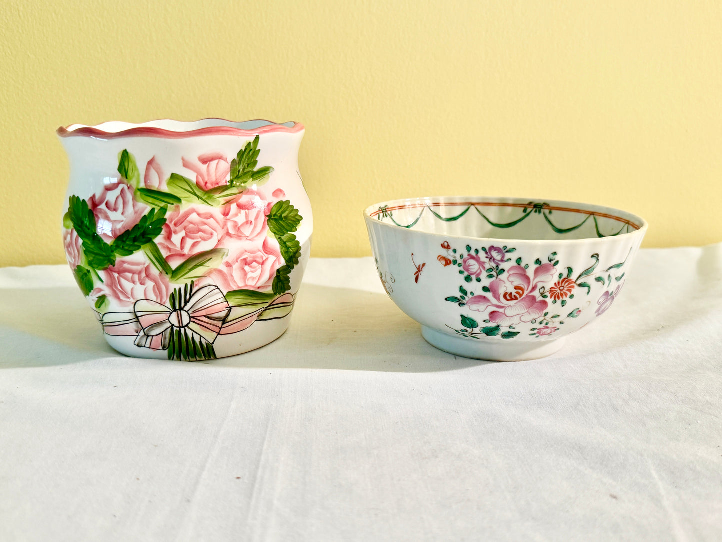 Pair of Floral Vase and Bowl