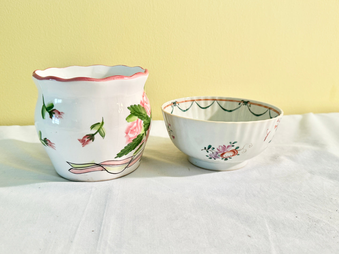 Pair of Floral Vase and Bowl