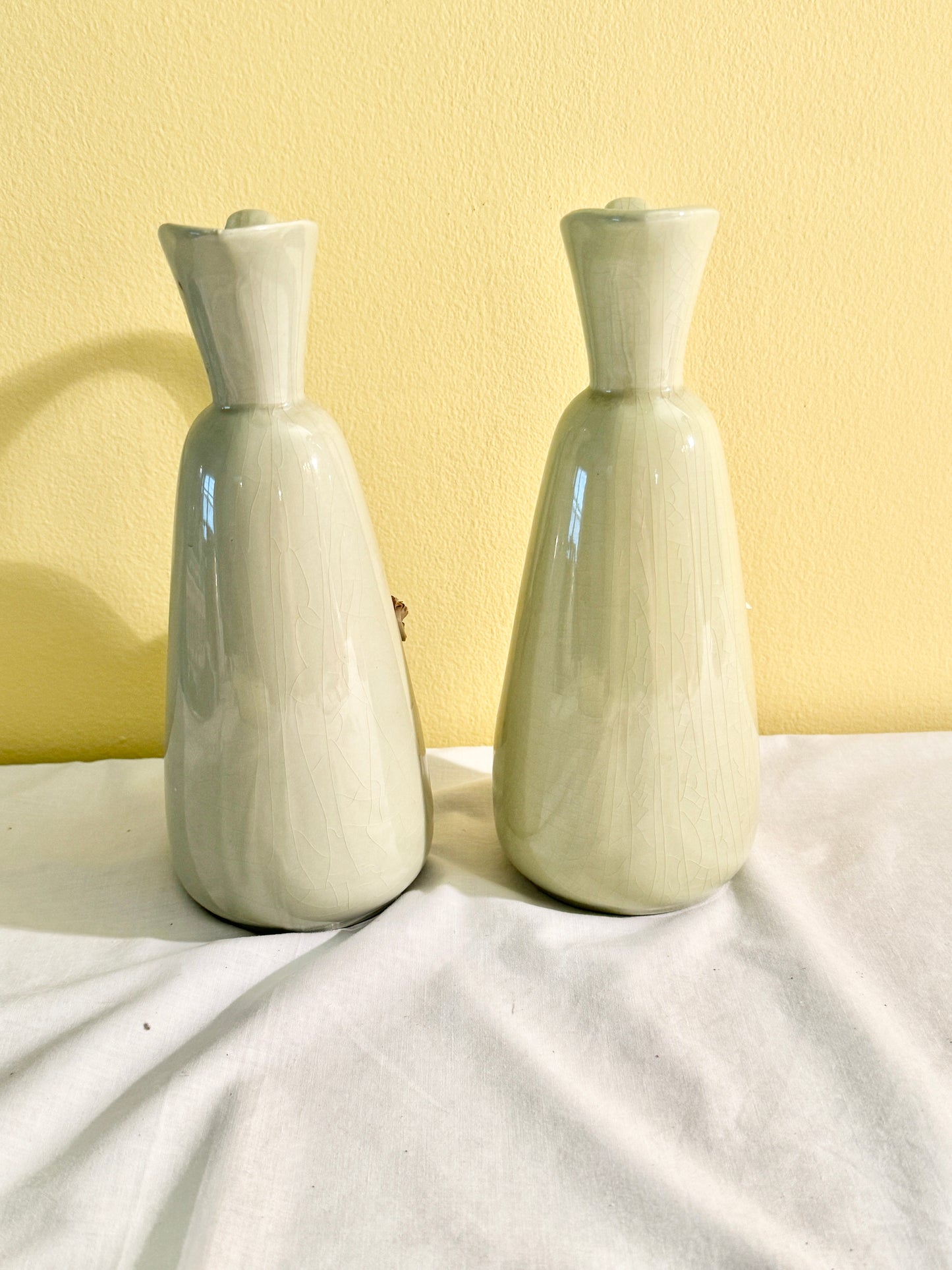 Pair of Green Pitcher Vases