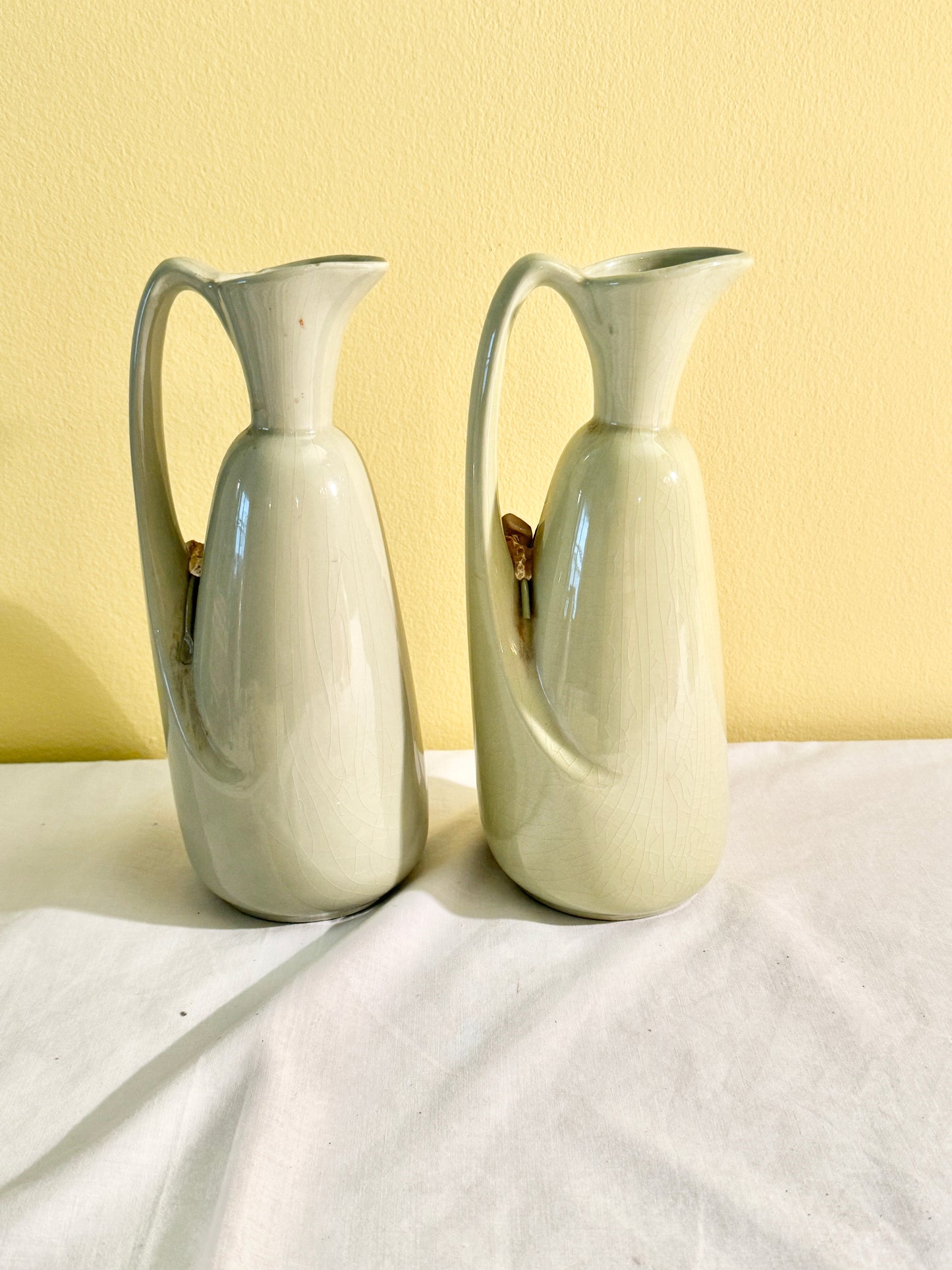 Pair of Green Pitcher Vases