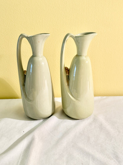 Pair of Green Pitcher Vases