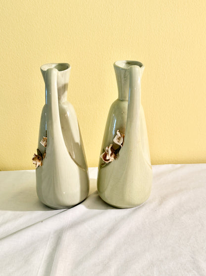 Pair of Green Pitcher Vases