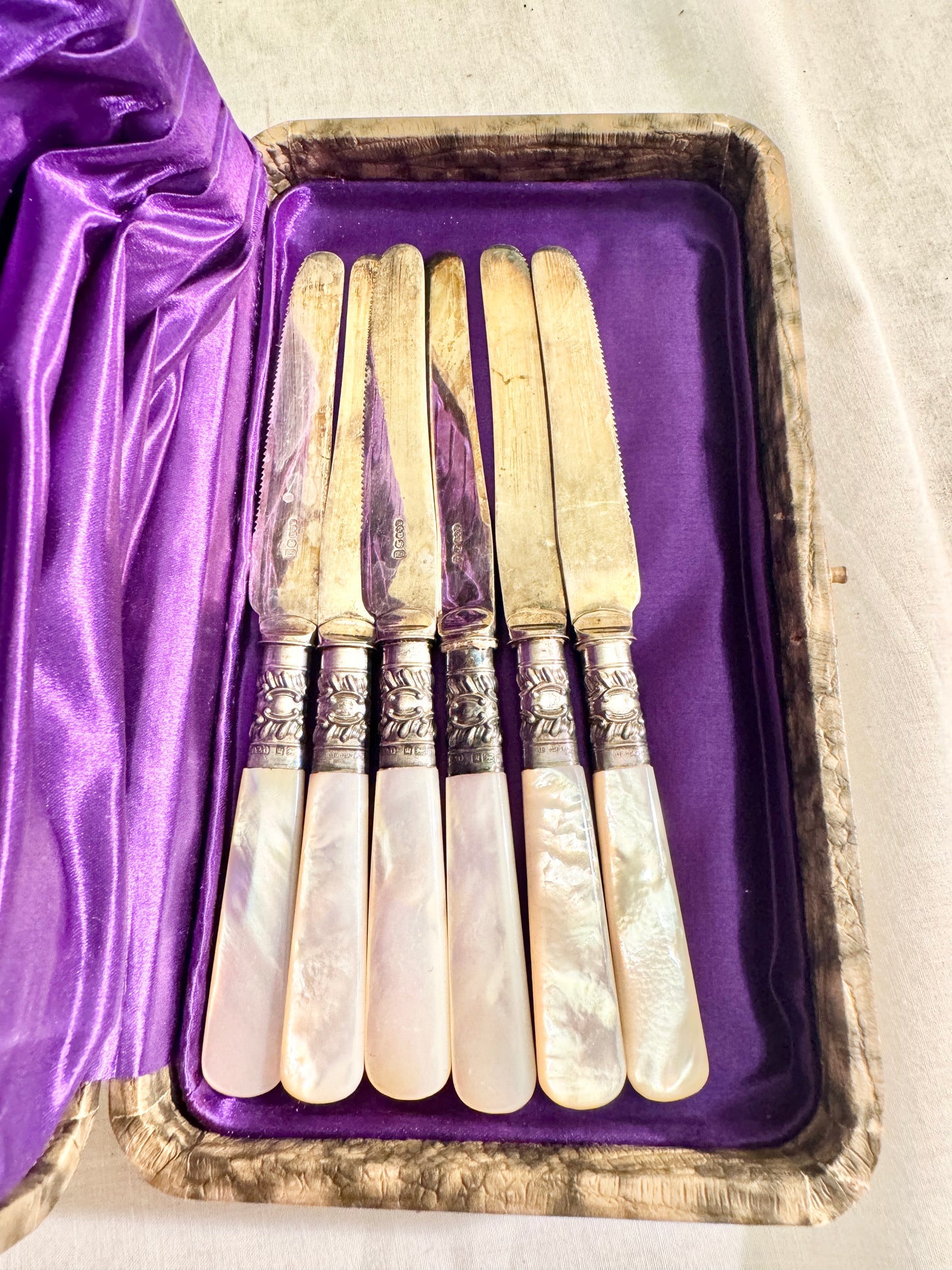 Set of 6 Small Mother of Pearl Handled Knives