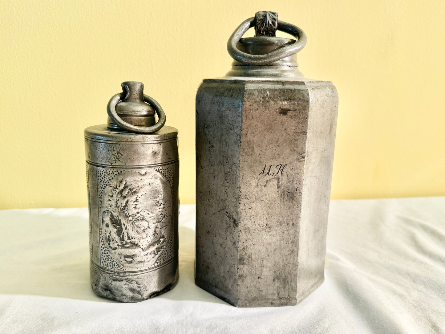 Pair of Pewter Containers