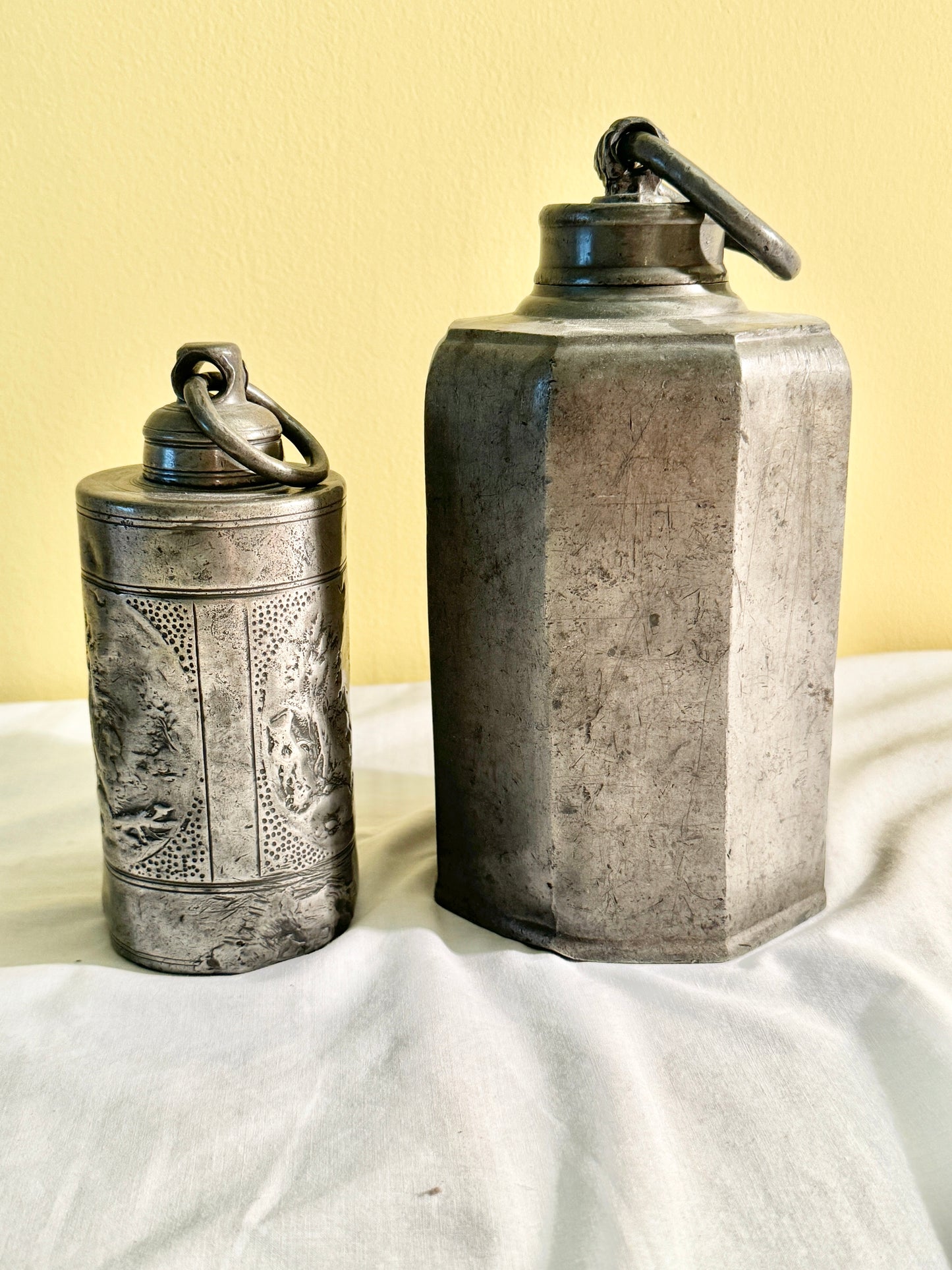 Pair of Pewter Containers