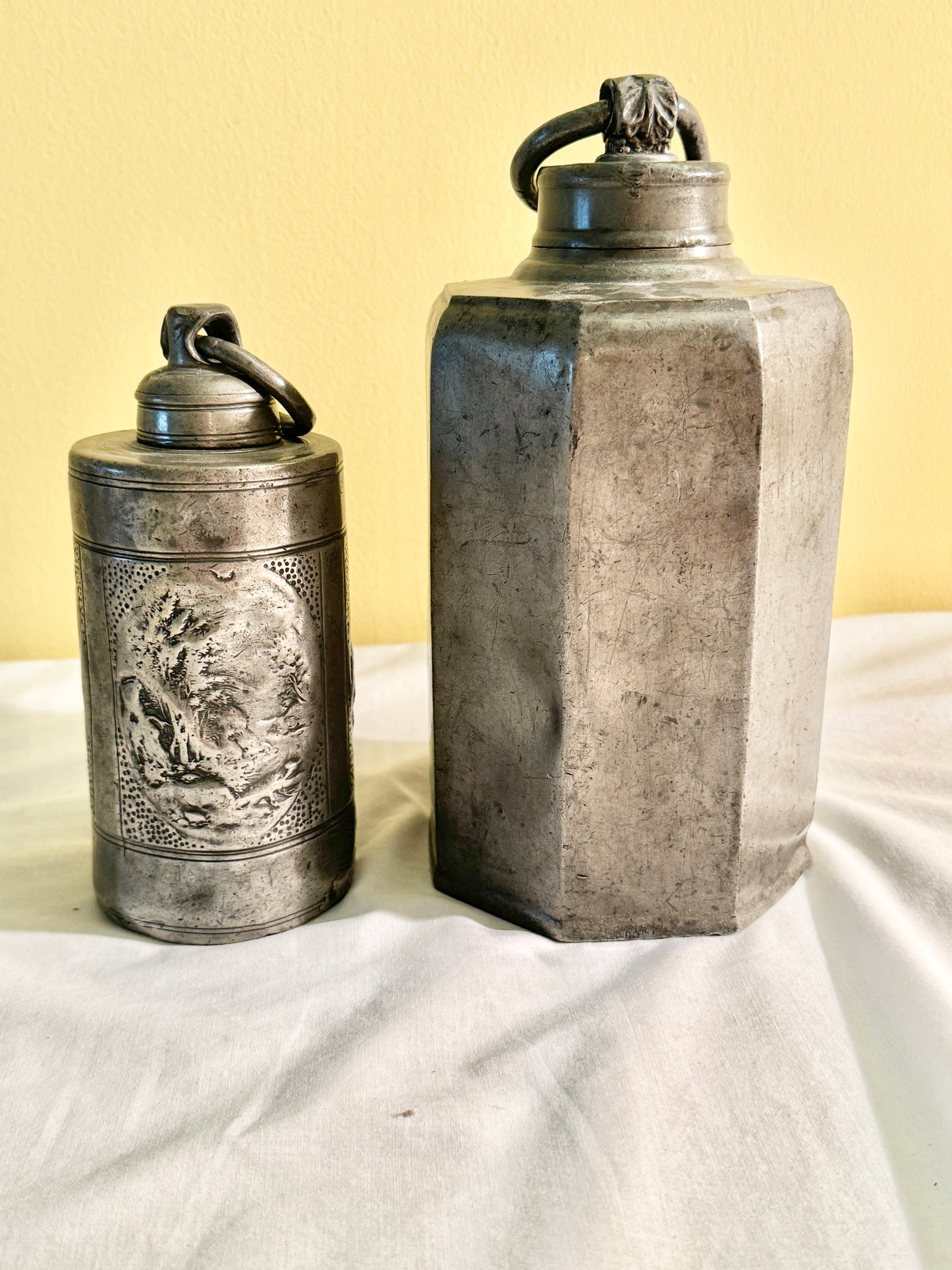 Pair of Pewter Containers