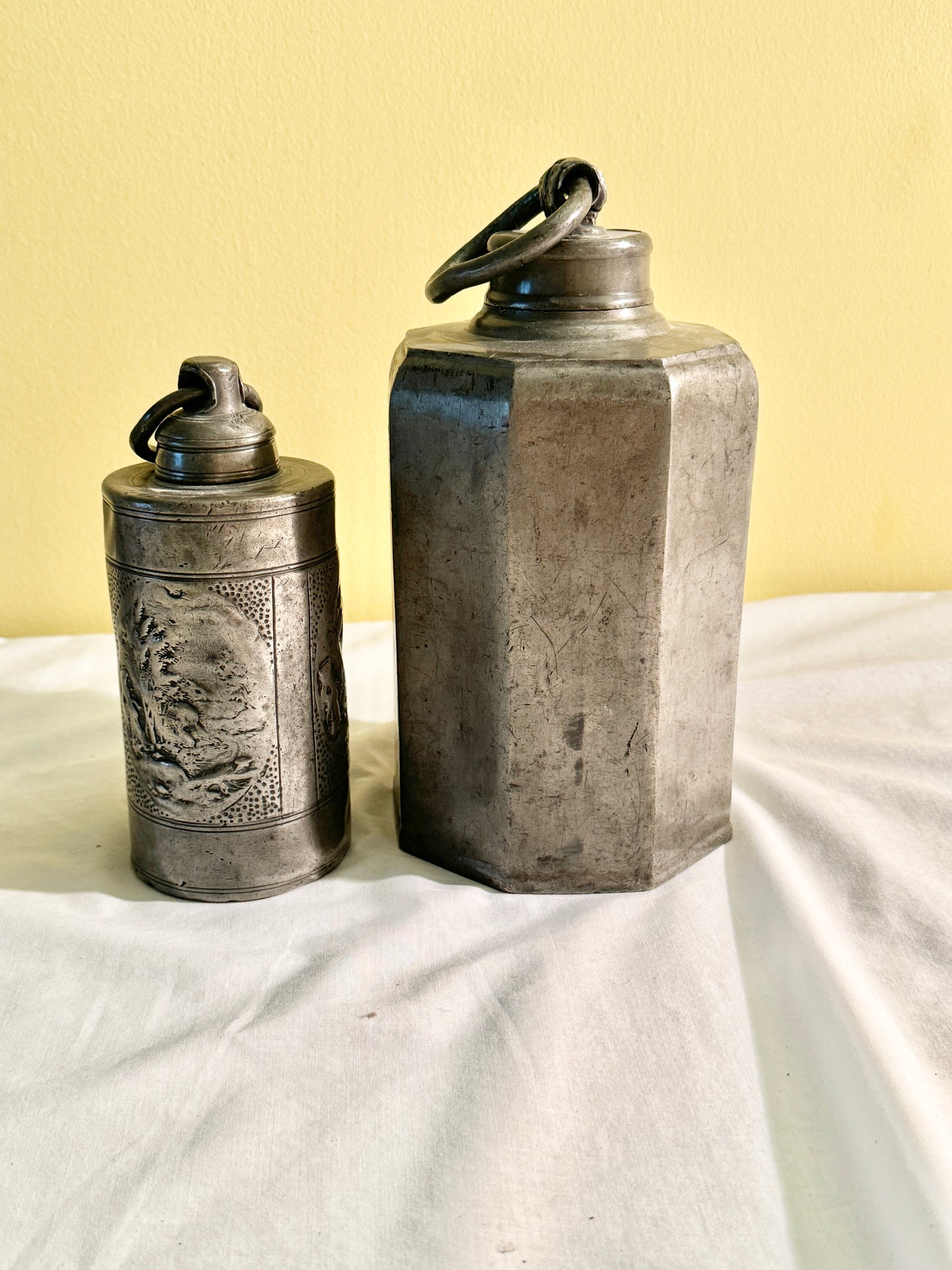 Pair of Pewter Containers