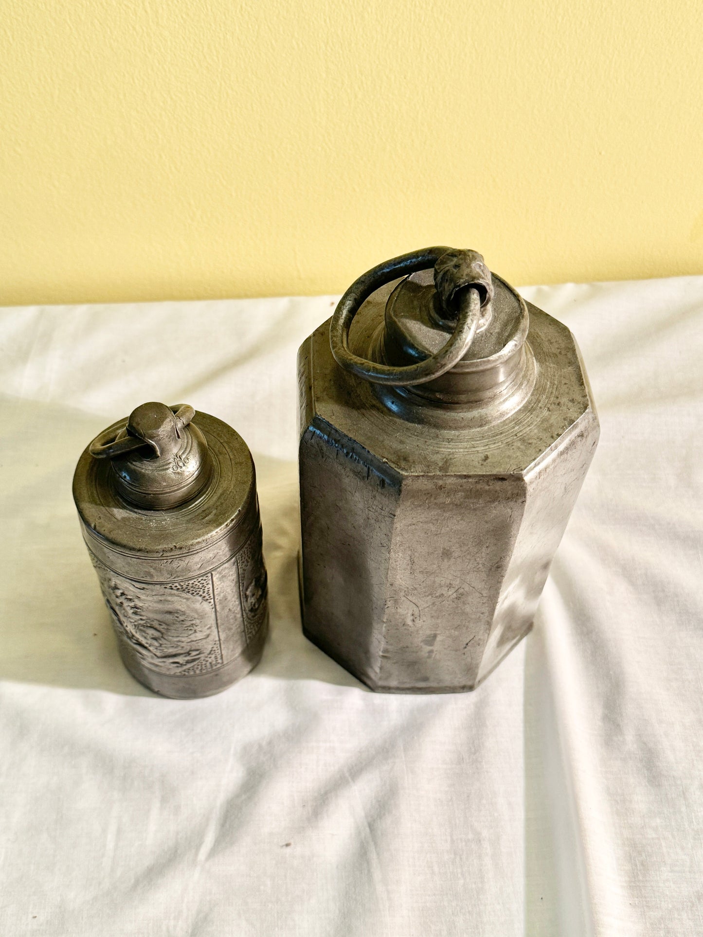 Pair of Pewter Containers