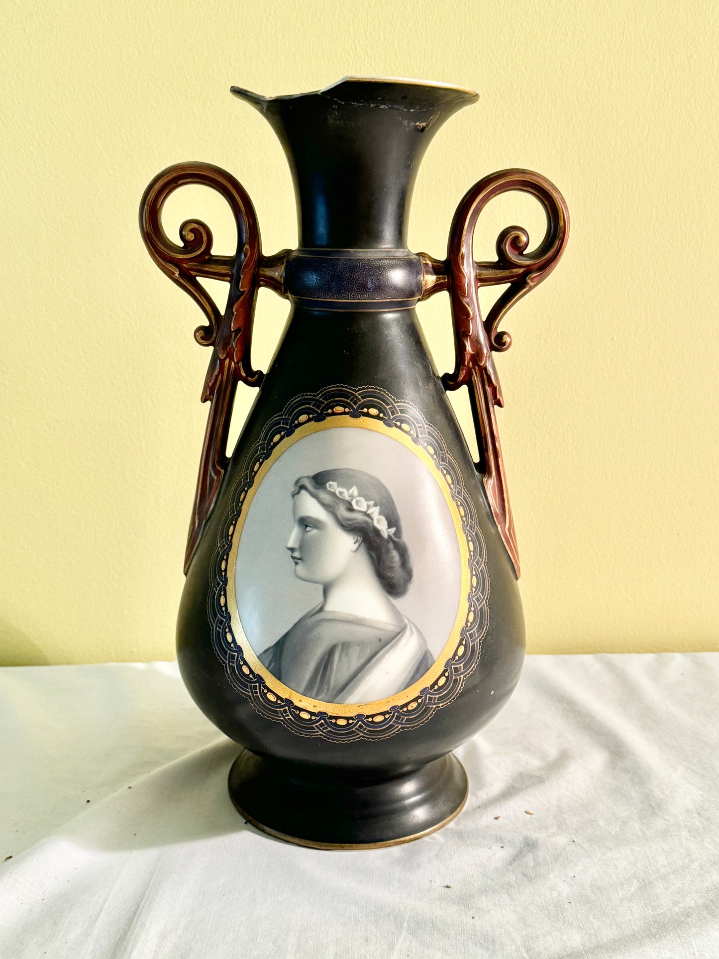 Antique Black Neoclassical Vase