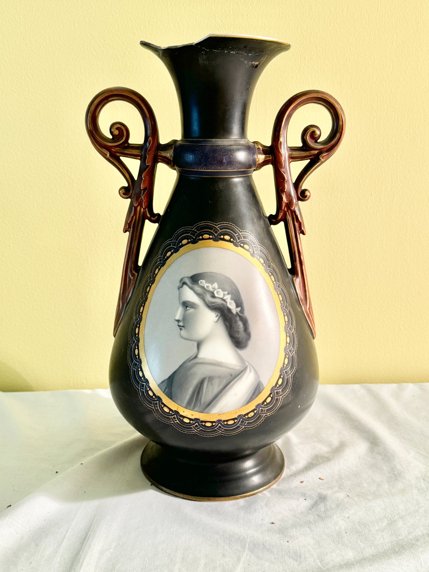 Antique Black Neoclassical Vase