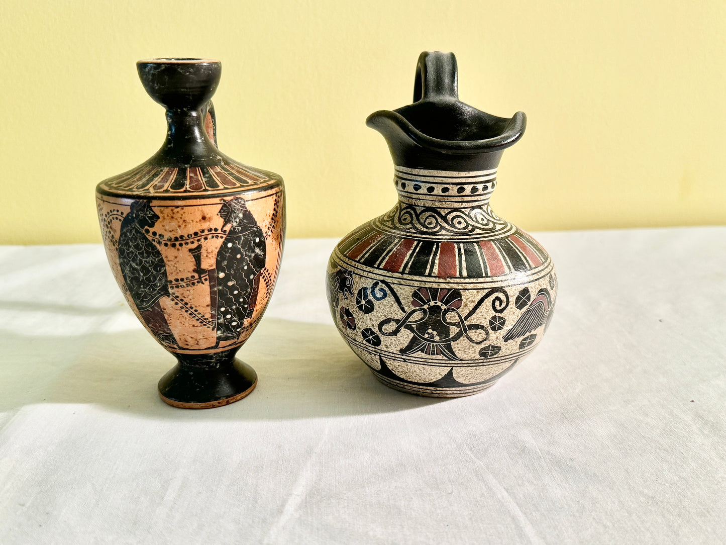 Pair of Black Greek Urn/Vases