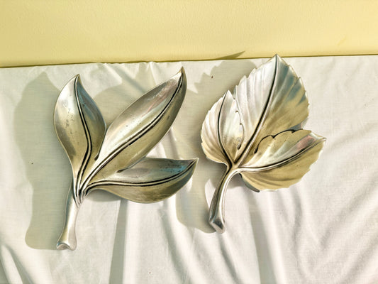 Pair of Pewter Leaf Trays