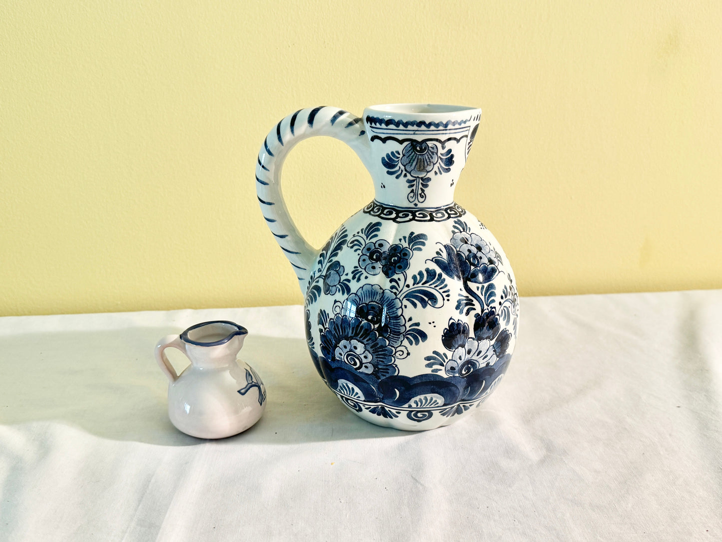 Set of 2 Blue and White Pitchers