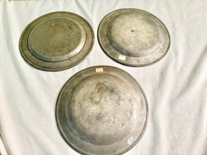 Set of 3 Pewter Plates