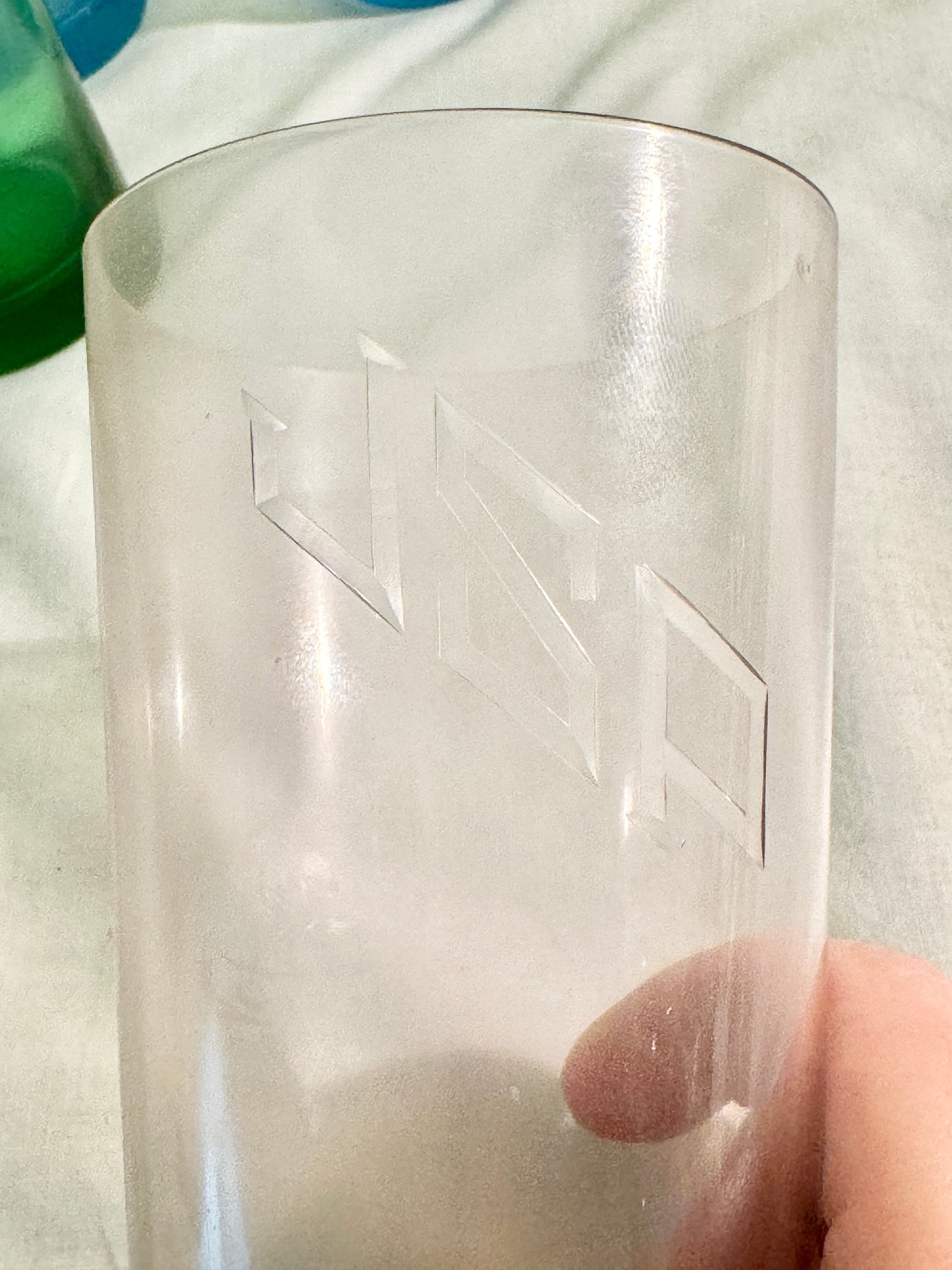 Lot of 4 Etched Initial Glasses