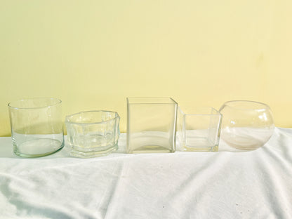 Set of 5 Square Glass Vases