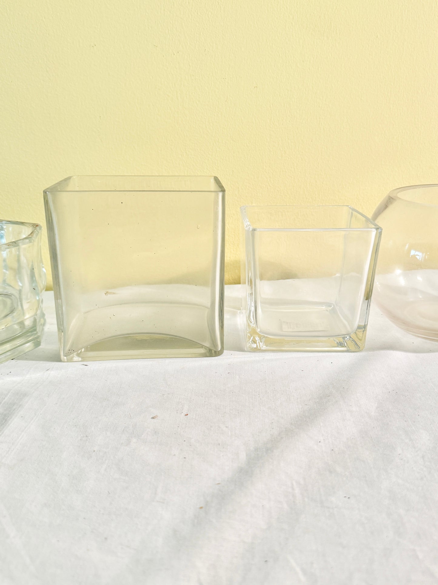 Set of 5 Square Glass Vases