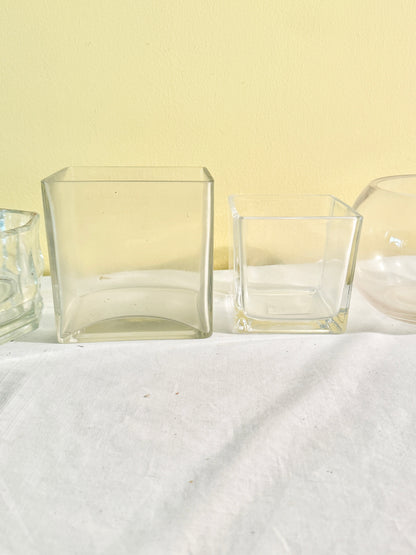 Set of 5 Square Glass Vases