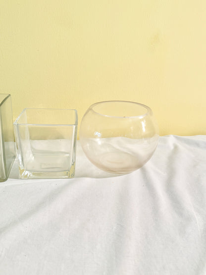 Set of 5 Square Glass Vases