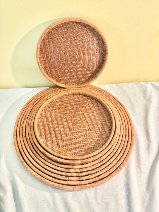 Set of 9 Wicker Boho Nesting Trays