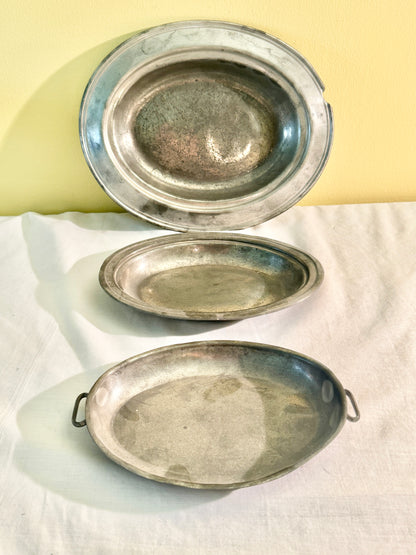 Set of 3 Pewter Trays