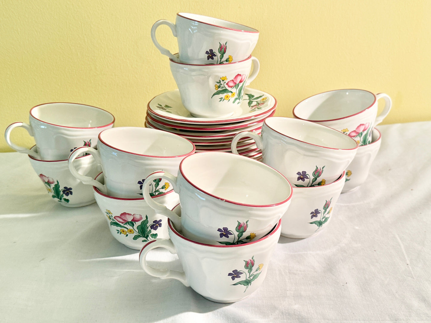 Set of 24 Teacups and Saucers Rosalyn by Carlton Varney